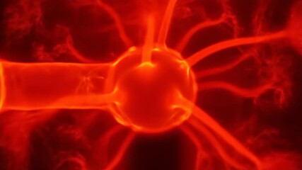 Wall Mural - seamlessly looping abstract energetic red and orange fiery plasma waves flowing dynamically as a pow