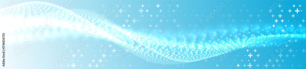 Genetics science. Digital healthcare. Particles effect. Abastract healthcare medical background. New technology, innovation, research in medicine.