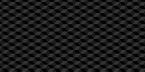 Wall Mural - Structure box minimal black abstract cube square geometric tile hexagon mosaic wall grid wallpaper. black and gray geometric block cube isometric mosaic texture background.
