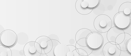 Wall Mural - Abstract white and grey paper geometric circles shape with drop shadows on white background