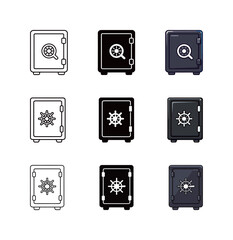 Wall Mural - Safe Box Icon Set - Outline, Solid, and Colorful Vector Symbol of Security, Money, and Protection