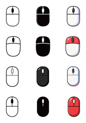 Wall Mural - Computer Mouse Icon Set - Outline, Solid, and Colorful Vector Symbol of Cursor, Click, and Digital Technology