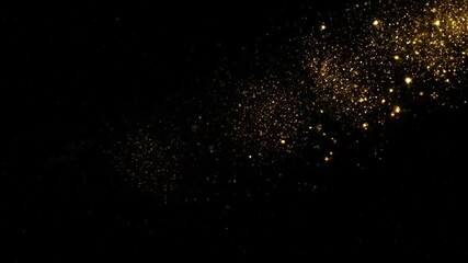 Wall Mural - Golden Dust Particles on Black Background - A dark background sprinkled with shiny gold particles. The particles are concentrated in the upper right corner and scattered lightly across the rest of