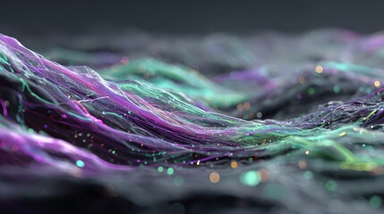 Wall Mural - Flowing Streams of Data in Vibrant Purple and Green Colors