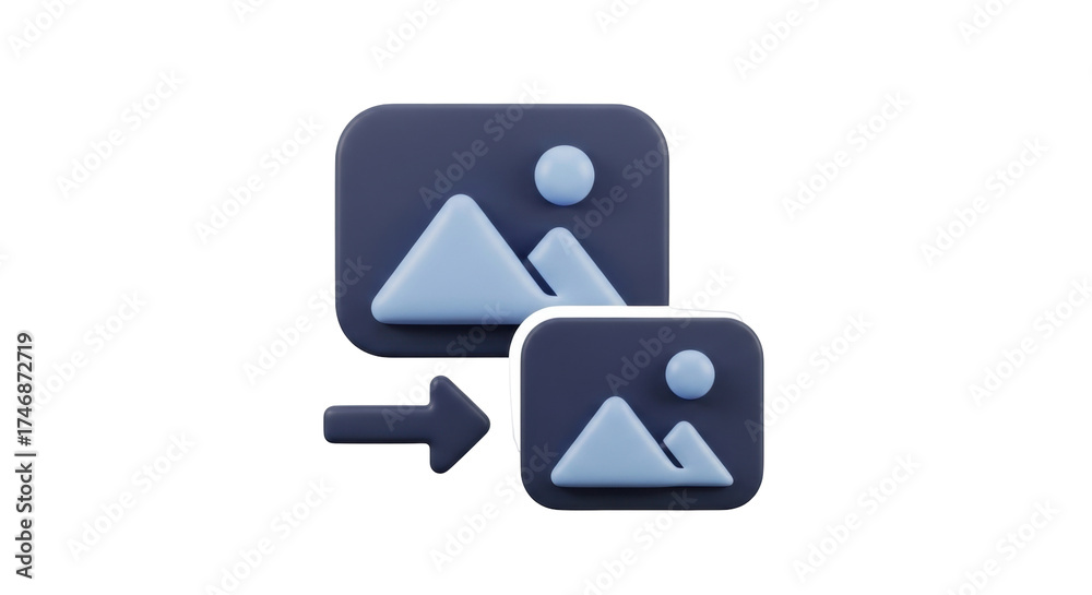 Isolated resizer icon with arrow moving from larger to smaller size ...