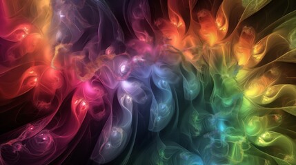 Wall Mural - Abstract background with colorful fractal light pattern. glowing energy lines and glitter effect