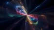 © vectyx2 - Abstract visualization of a colorful nebula or galaxy with swirling light trails and cosmic dust in deep space