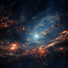 Wall Mural - Galaxy with many bright stars and a glowing nebula. Astronomical background