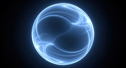 Wall Mural - Luminous Orb Swirling Light Energy Ball on Dark Backdrop, SciFi Element, Abstract