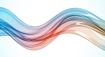 Wall Mural - Wavy Abstract Design with Blue, Red, and Orange Transparent Ribbonlike Shapes