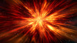 © Samia - A fiery explosion of red and orange colors, abstract, Fiery explosion in space. Abstract fiery explosion of light with radiating beams and particles