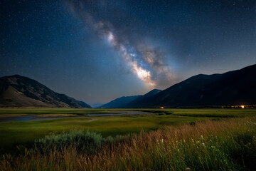 Wall Mural - A beautiful night sky with a large milky white cloud in the middle