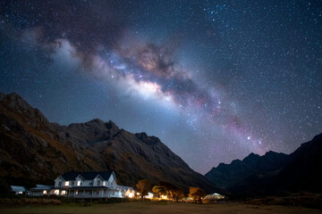 Wall Mural - A beautiful night sky with a large milky white cloud