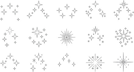 Wall Mural - Sparkling Starbursts Collection of Star Sparkles with Transparent Background Design Elements