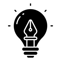 Wall Mural - Pen inside lightbulb, icon of creative writing 
