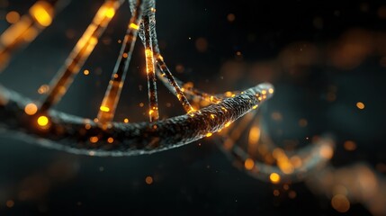 Wall Mural - Abstract Medical Visualization of Glowing DNA Helix with Light Effects