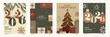 © Tasha - Christmas rustic cards set with 2026 typography, Xmas tree, ornaments and gift boxes. Vintage retro holiday greeting templates. Festive New Year invitation design. Minimalist winter celebration poster