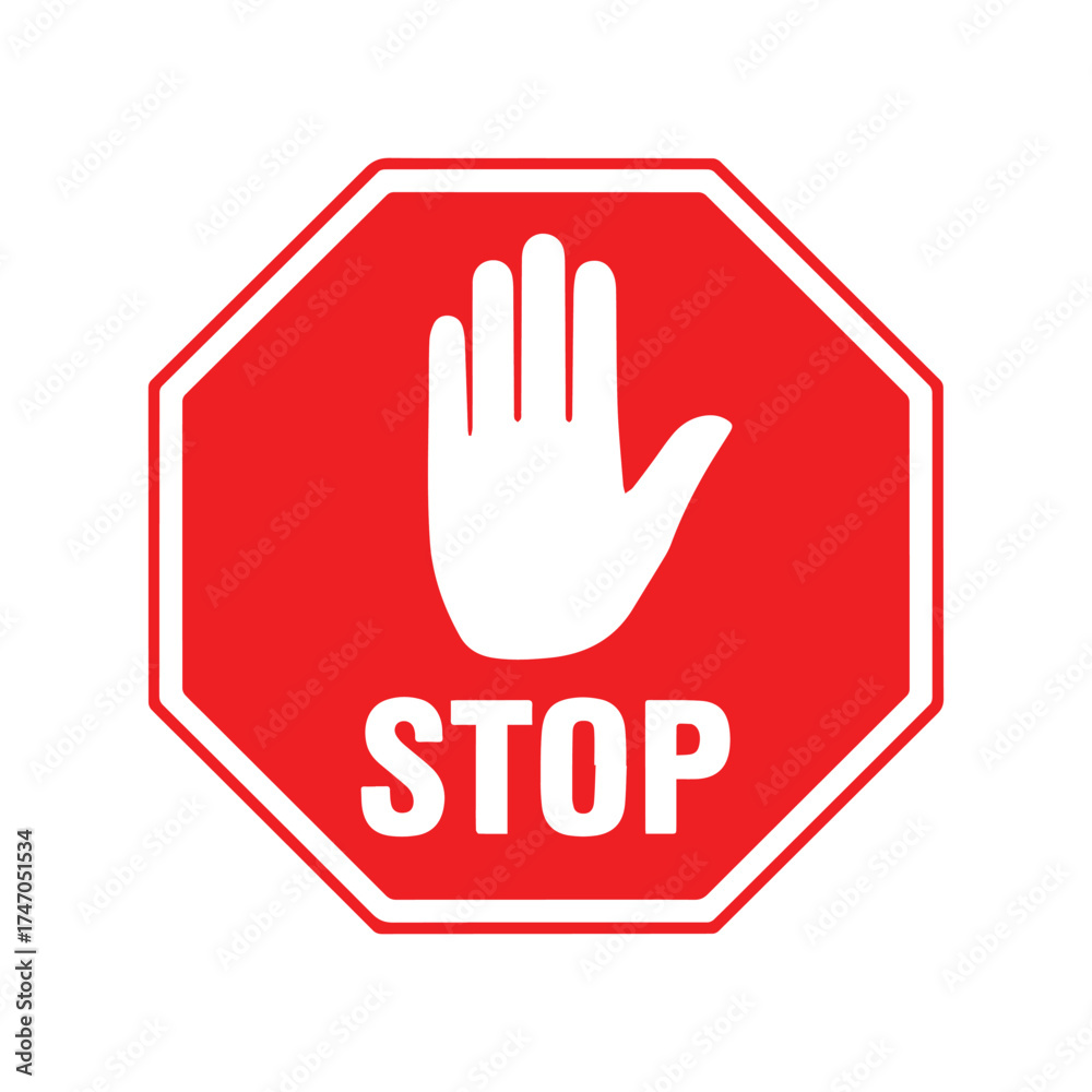 Stop sign with hand is a traffic sign that indicates to drivers that ...