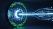 © sayuran - Futuristic Technology Concept with Glowing Blue Energy Beam and Circuitry.