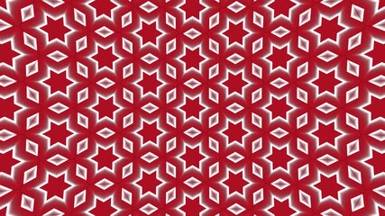 Wall Mural - Red and white 3d flower shapes pattern with glowing edges forming a seamless abstract modern background