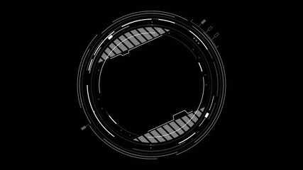 Wall Mural - Futuristic HUD Element: Animated Circular Interface with Digital Data Overlays and Geometric Patterns