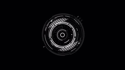 Wall Mural - Futuristic HUD Interface Animation: Digital Circle Elements on Black
