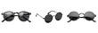 © SHIMA - Set of Modern unisex sunglasses, round frame, polarized lenses, UV protection on transparent png background. Ai generated
