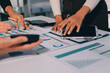 © ARMMY PICCA - Accounting company provide finance and taxation planning for profitable cash flow, Auditor and accountant team working in office, analyze financial data and accounting record with calculator.Insight