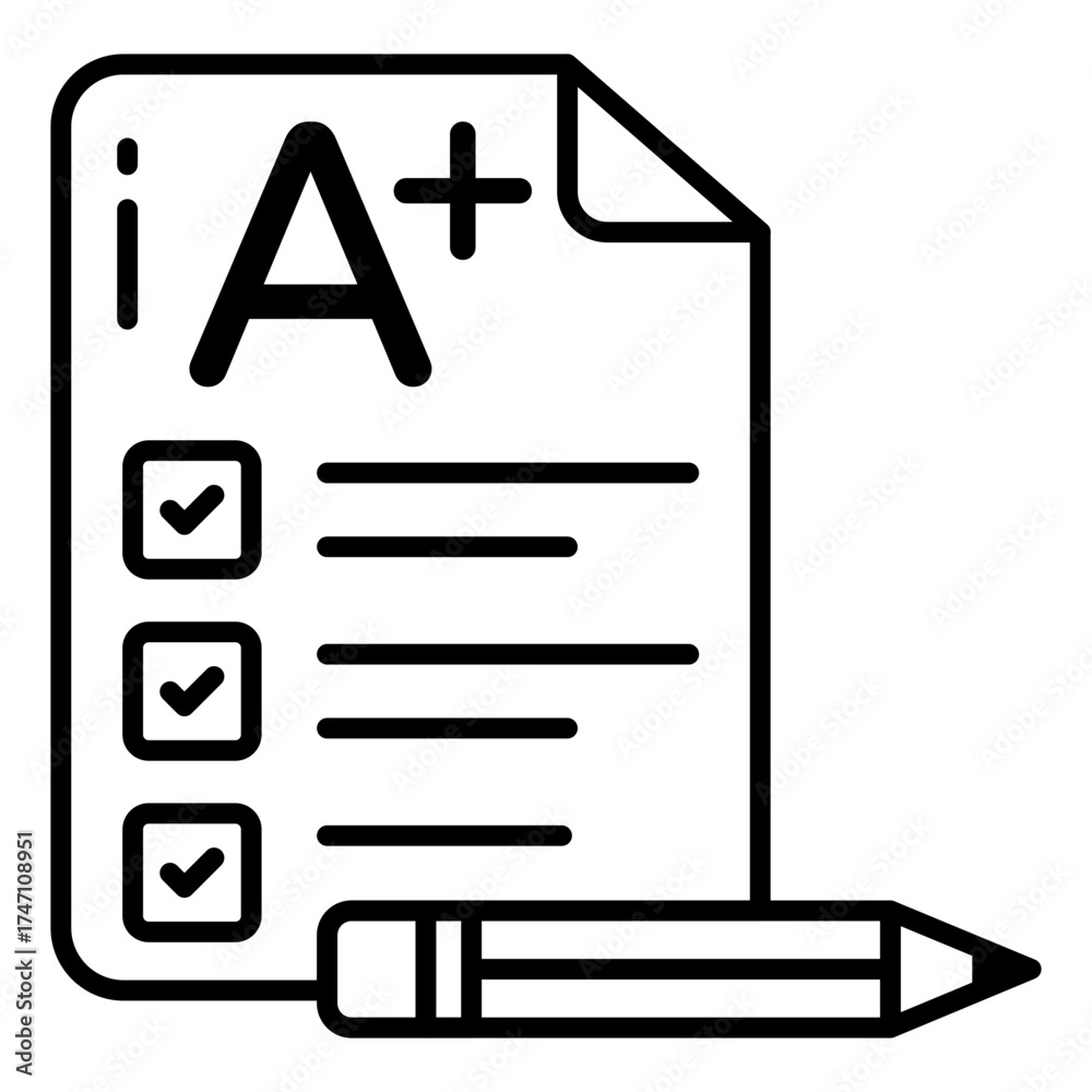 Editable design icon of A+ grade, result sheet concept Stock Vector ...