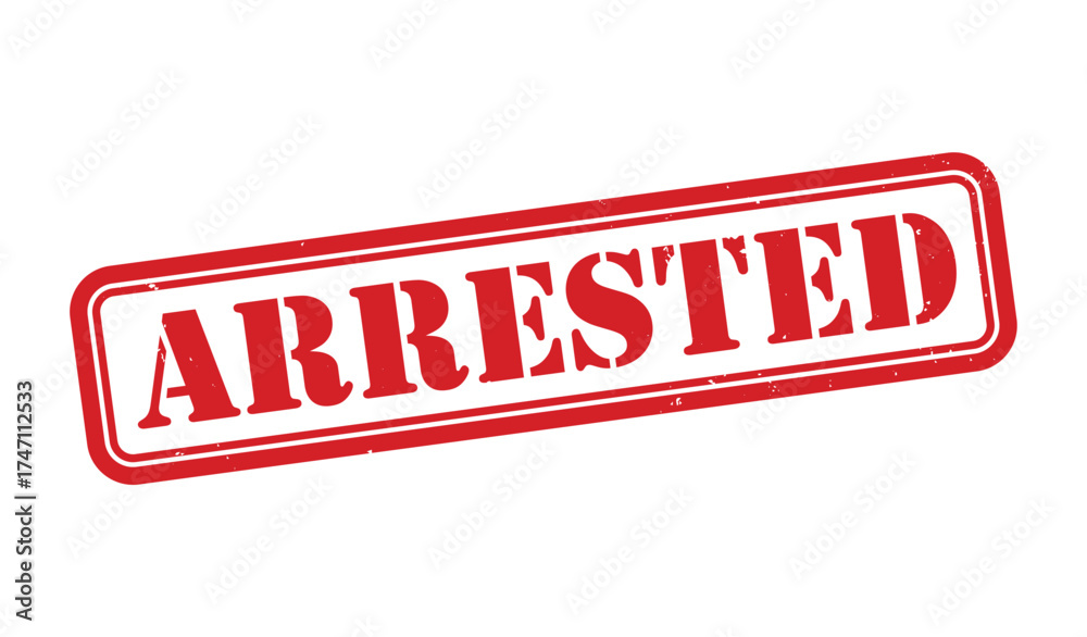 Arrested stamp, Arrested sign on red ink, Arrested grunge stamp ...
