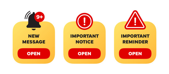 Pop-up window about reminders and warnings