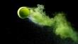 © Lawrence - freeze motion shot of flying tenis ball containing light green powder
