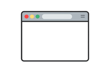 Web browser window vector illustration. Simple internet page mockup with address bar. Flat design interface frame for website or application. Modern UI UX template display.