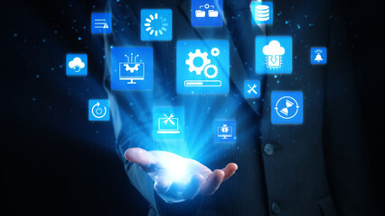 Wall Mural - The concept of a software update ensures system security and performance. This maintenance process is vital for applying patches, improving the entire software update cycle. Gist