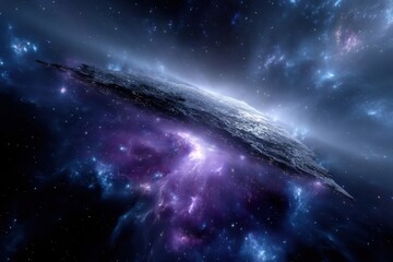Wall Mural - Cosmic landscape with colorful nebula and distant celestial body in the vast universe
