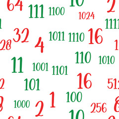 Seamless pattern of decimal code. High-tech futuristic colorful decimal computer code. Programming template