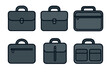 © Graphic Genius - Business briefcase and laptop bag vector icon set. Simple collection of various portfolio and document cases.
