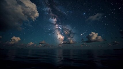 Wall Mural - Milky Way Over Ocean, Night Sky, Stars, Galaxy, Seascape