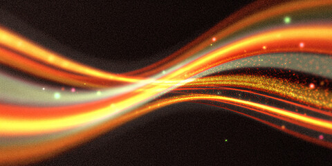 Wall Mural - Abstract wavy background. Multicolored waves on a dark background. Illustration for a banner. Grainy