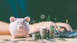 © chaylek - Finance and investment strategy with piggy bank, stacked coins, and economic chart. Money saving, stock market analysis, income growth, wealth building, and retirement planning for future prosperity.