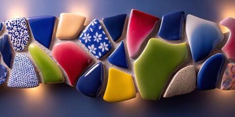 a group of colorful, rectangular objects arranged in a geometric pattern