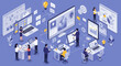 © Luminaryshine - Isometric illustration of business people working with data analysis and digital marketing.