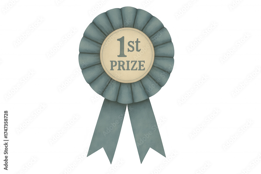 First Class Prize Vintage 1st place prize ribbon on transparent background, symbolizing ...