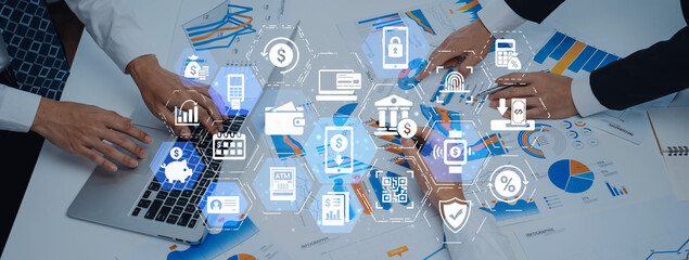 Wall Mural - Online banking and digital banking innovation combining finance and technology, optimizing online banking systems, mobile banking services, and fintech for seamless experience. Entice