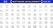 © artshuvo - Software Development set of web icons in Outline style. Developer icons for web and mobile app. Code, api, programmer coding, app, flow, node connect, web coder, bug fix and more.