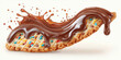 © KM - Delicious cookie with colorful sprinkles is elegantly draped in rich, melted chocolate, creating dynamic and appetizing visual. splash effect adds excitement and energy