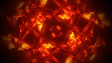 Wall Mural - Geometric abstract fire patterns pulsating energetically, a seamlessly looping video clean, red, bold