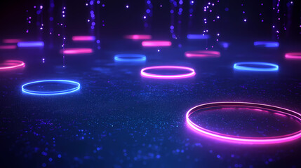 Wall Mural - Abstract Neon Circle Pattern Background