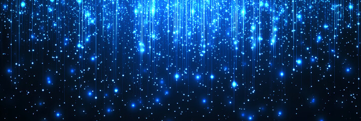 Wall Mural - Abstract Blue Light Particles Falling