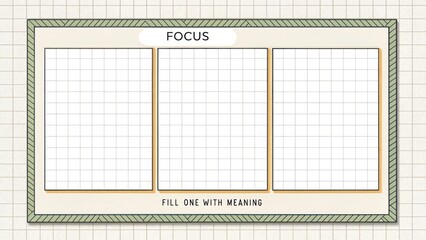 Clean grid layout of three empty frames ready for content